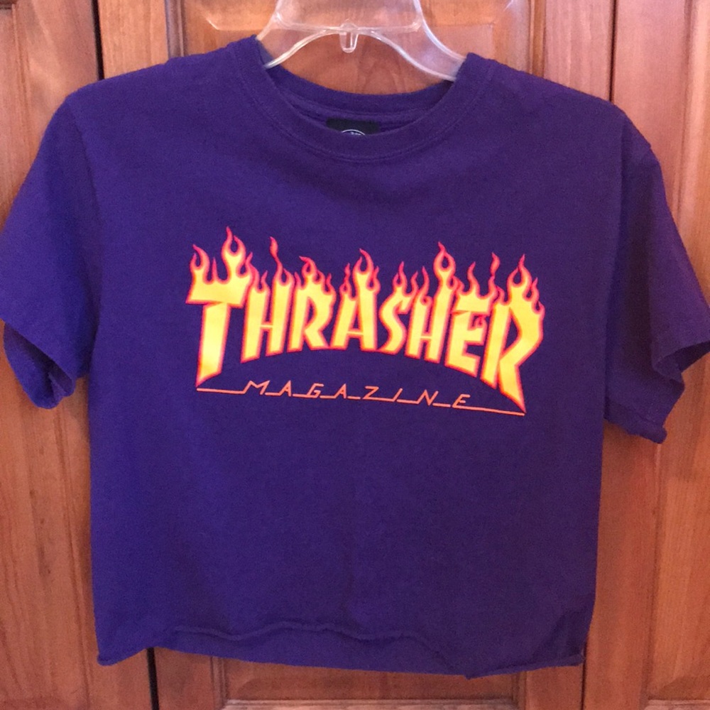 Thrasher cropped purple tee